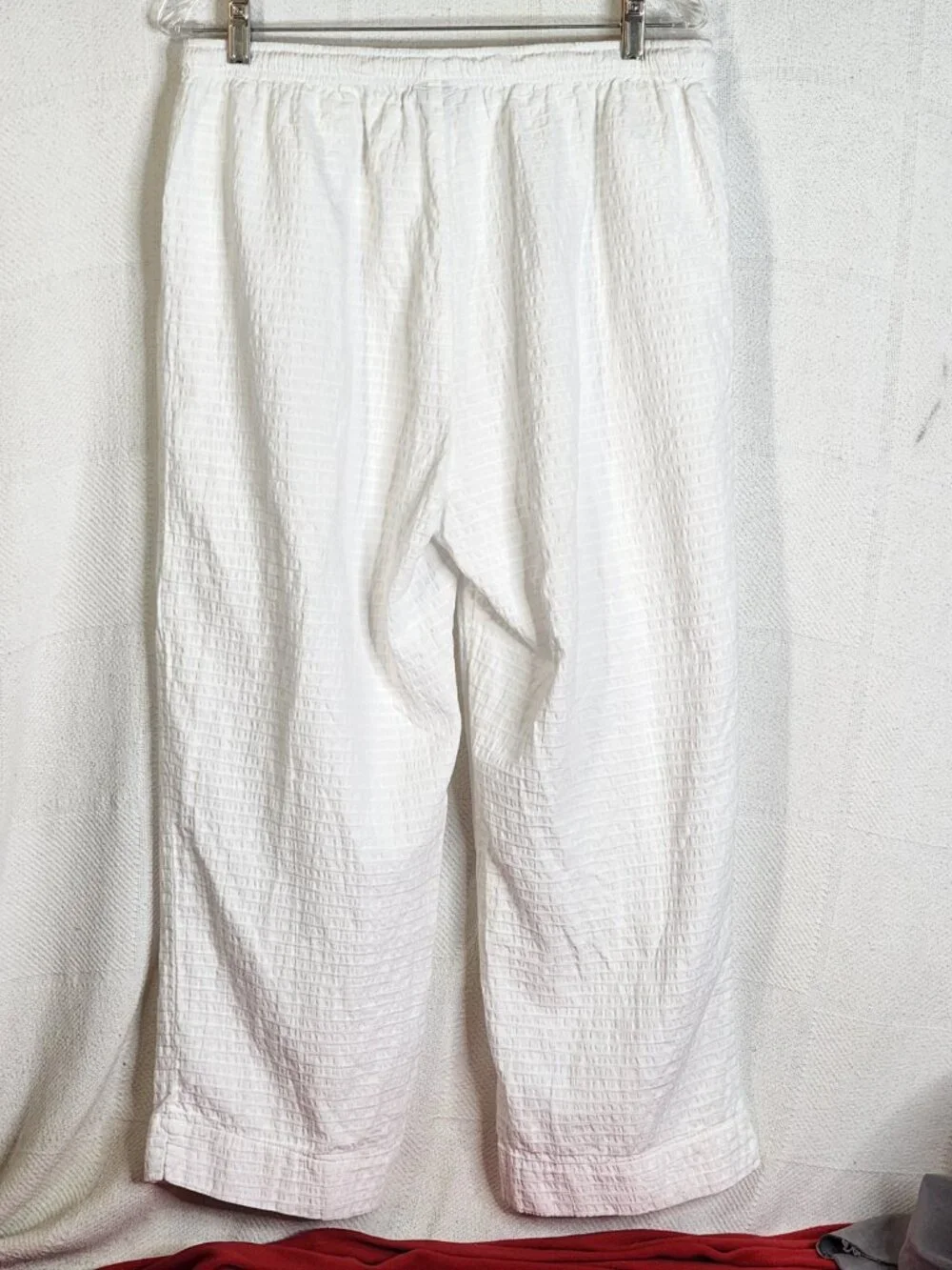 Focus Casual White Preshrunk Cotton Seersucker Drawstring Elastic Waist Pants XL - Picture 10 of 16